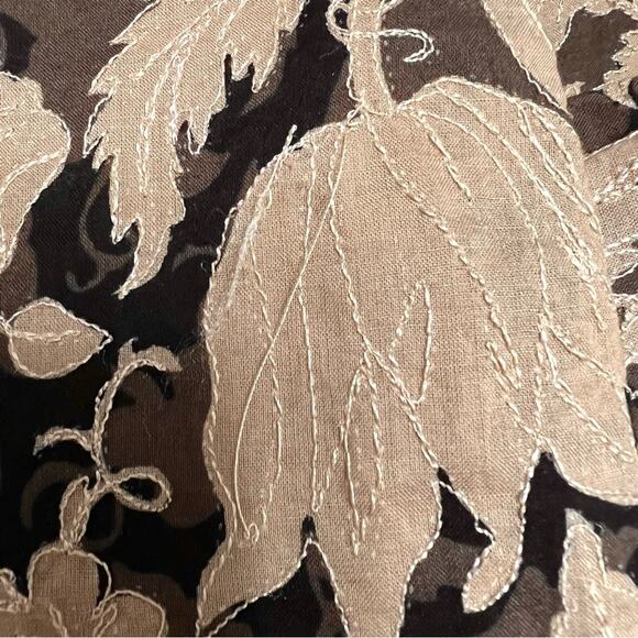 Vintage Elie Tahari Floral Embroidered A-Line Midi Skirt 2 Romantic Whimsical - Picture 5 of 9